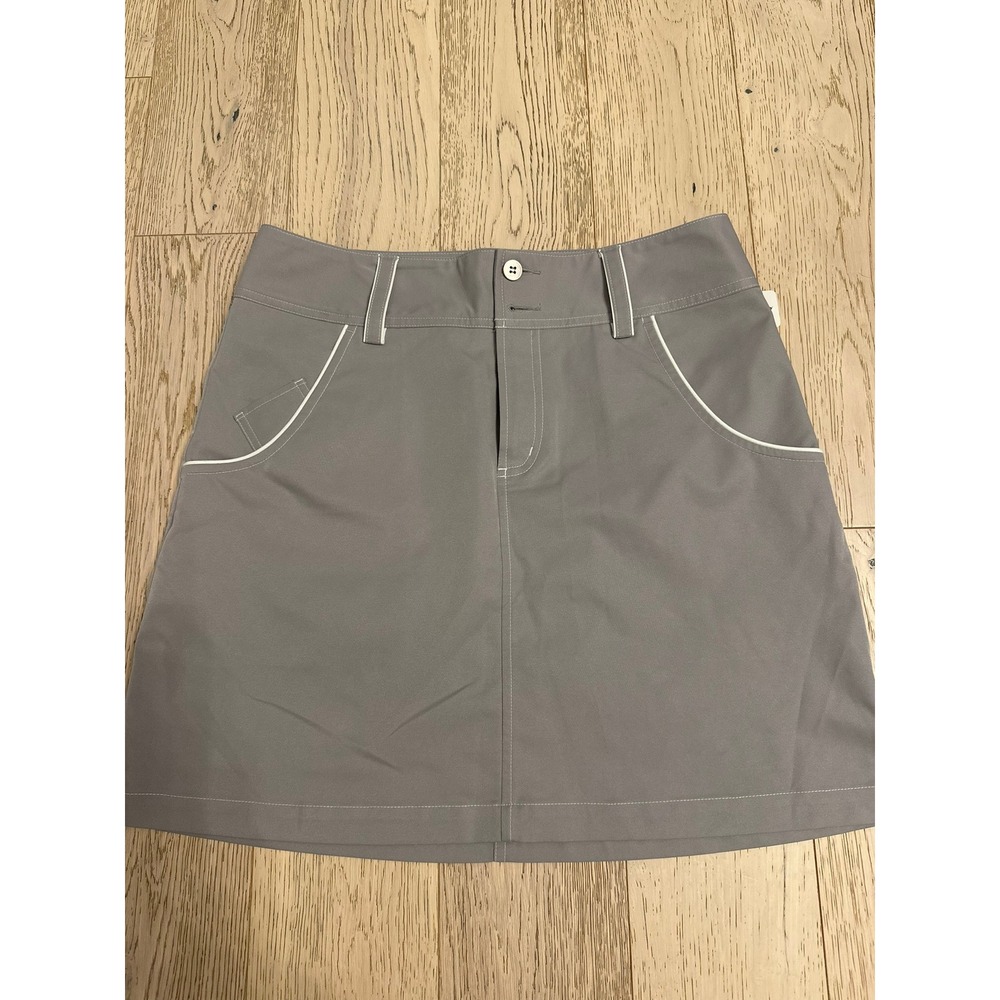 Adidas ClimaCool Golf SkIrt Gray White Piping Polka Dot Lining Womens Size 4